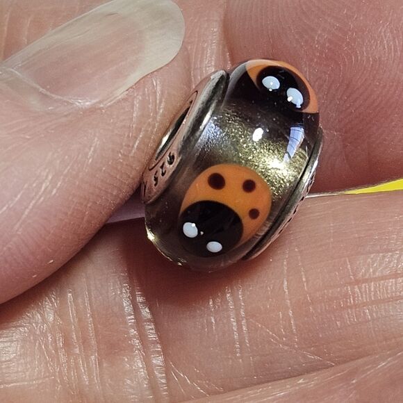 *Sale* Pandora Sterling Silver Cinnamon Ladybug Murano Charm Retired - Picture 2 of 14